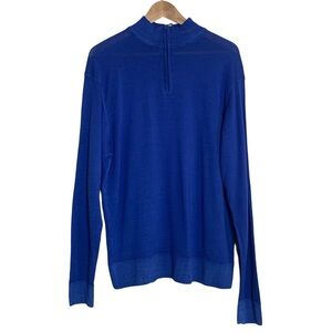 Peter Millar Blue 1/4 Zip Sweater Mens Size Large 100% Merino Wool Made In Italy